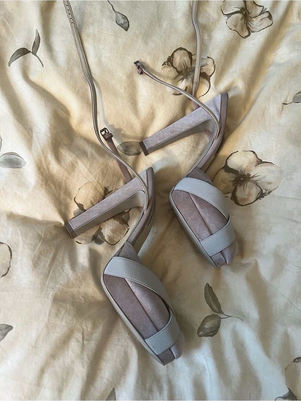 Stella McCartney Blush and Light Taupe Strappy Block Heel Sandals